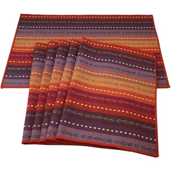 Hand Woven with 100% Cotton Placemats Colorful Placemats Braided Ribbed Durable - Picture 8 of 8